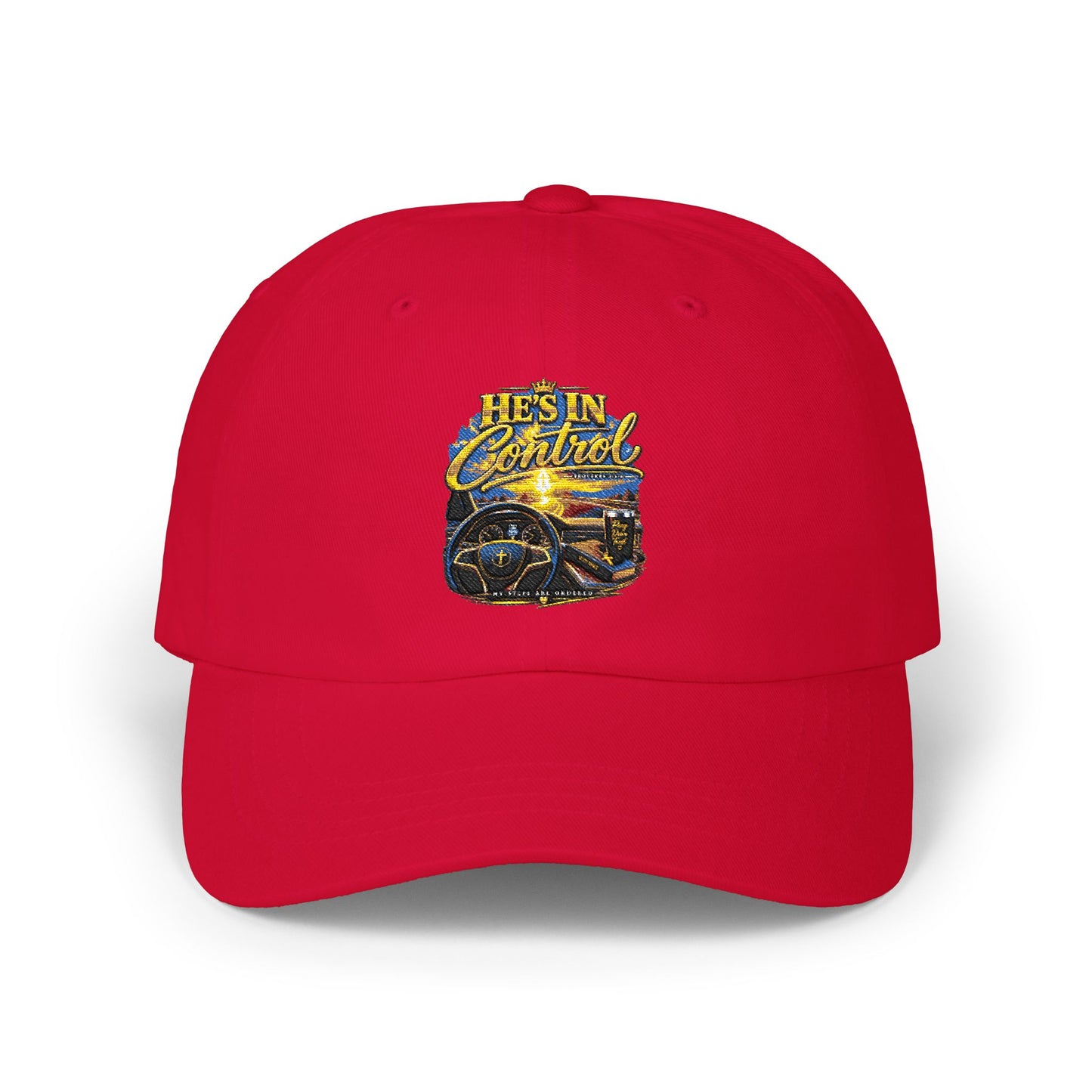 Dad Cap – 'He's In Control' Vintage Car Embroidered Baseball Hat