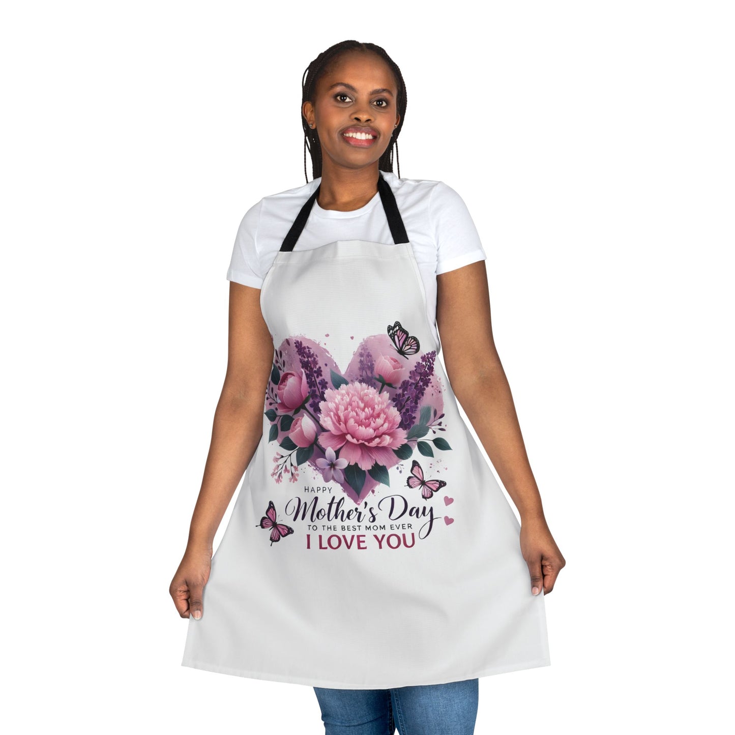 Mother's Day Floral Apron — "Happy Mother's Day to the Best Mom Ever I Love You"