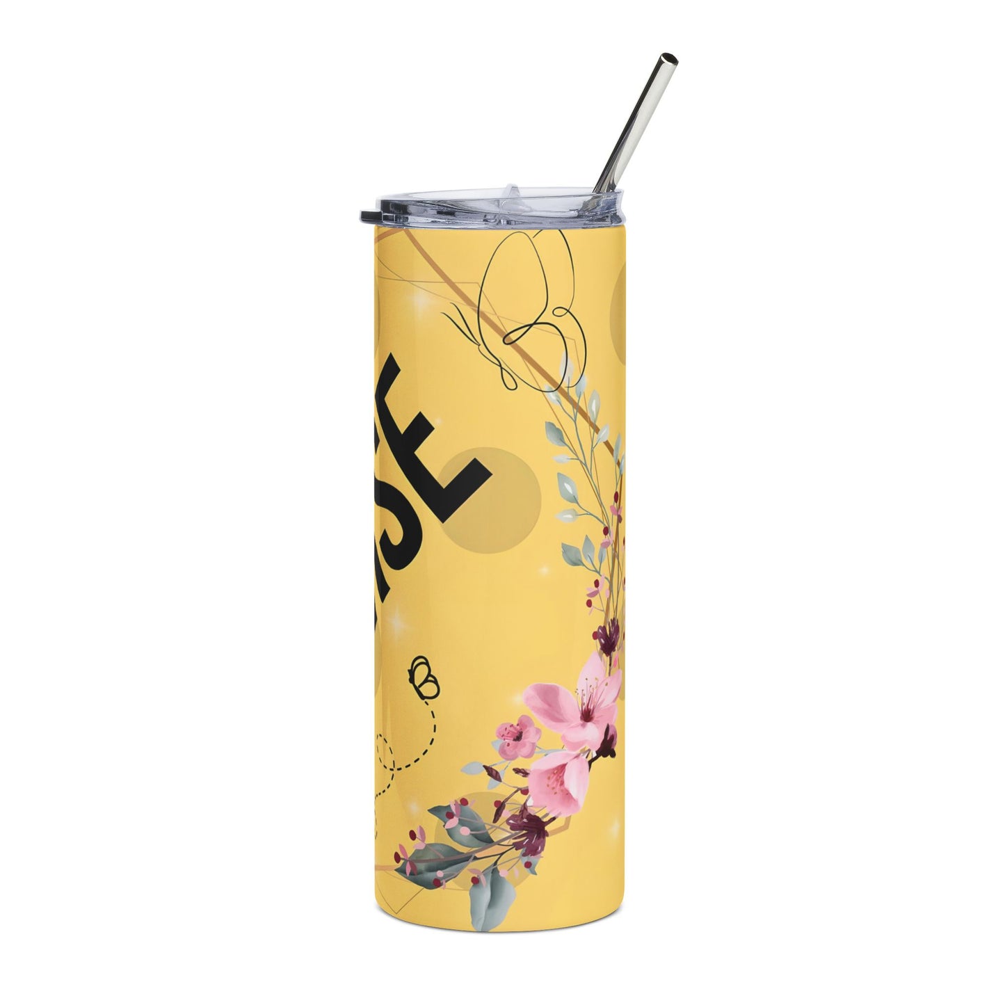 Nurse Floral 20oz Stainless Steel Tumbler — Yellow Insulated Travel Cup