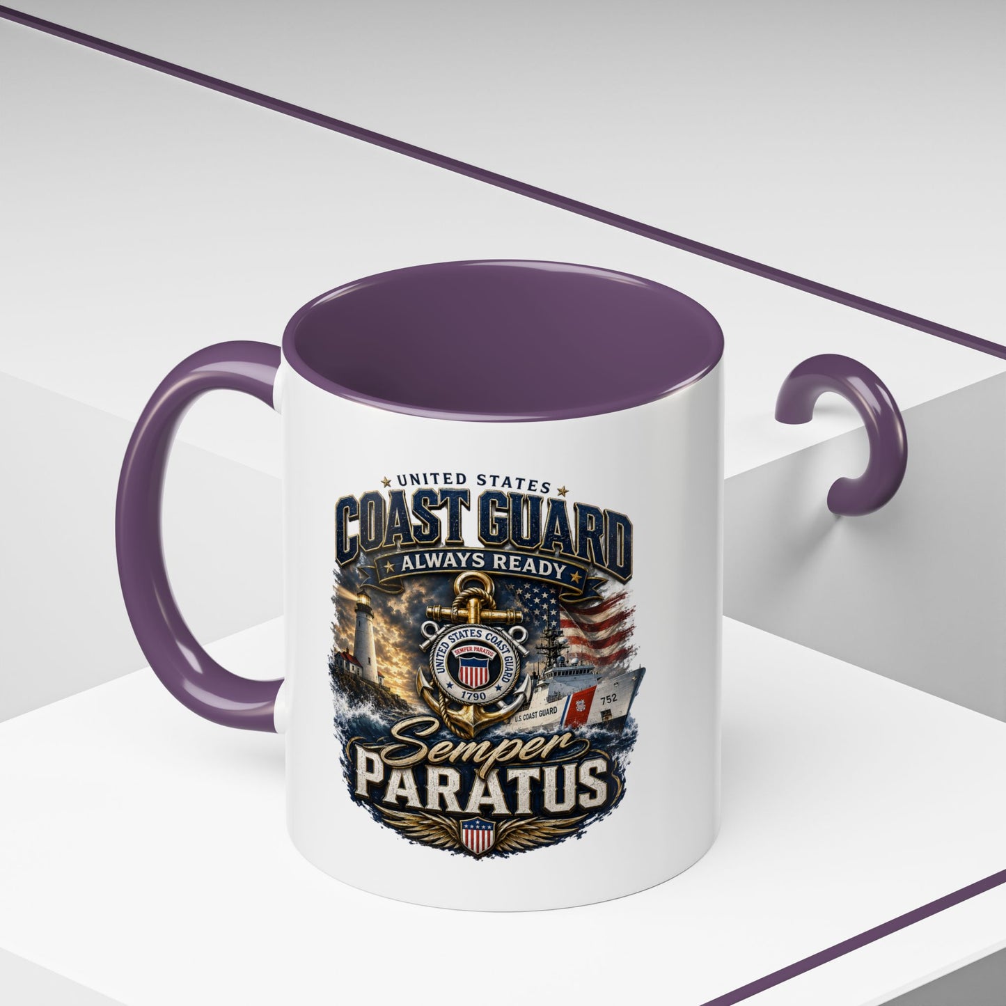 Coast Guard Semper Paratus Accent Coffee Mug – Patriotic Military Gift (11/15oz)