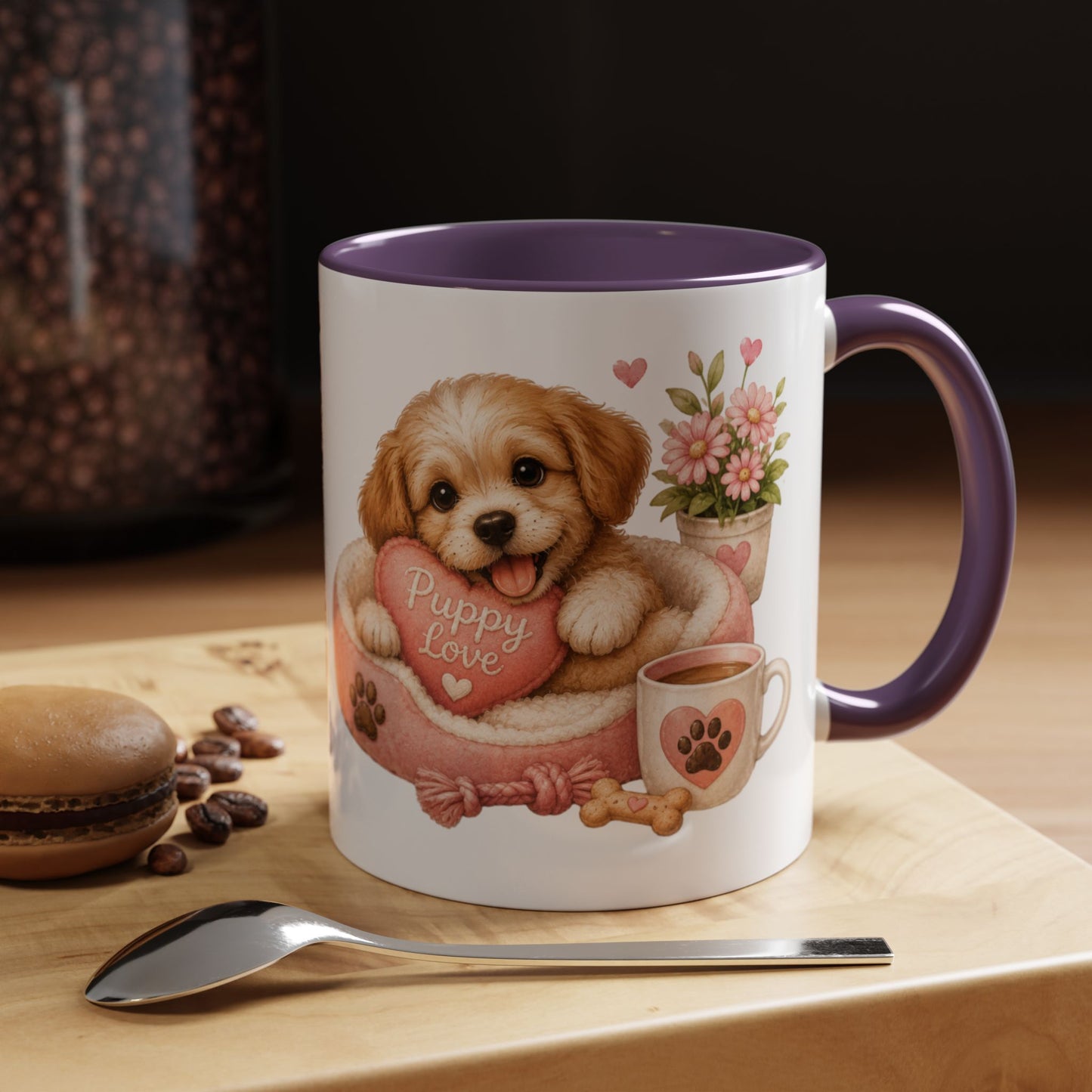 Puppy Love Coffee Mug — Cute Dog Heart Accent Mug (11/15oz)