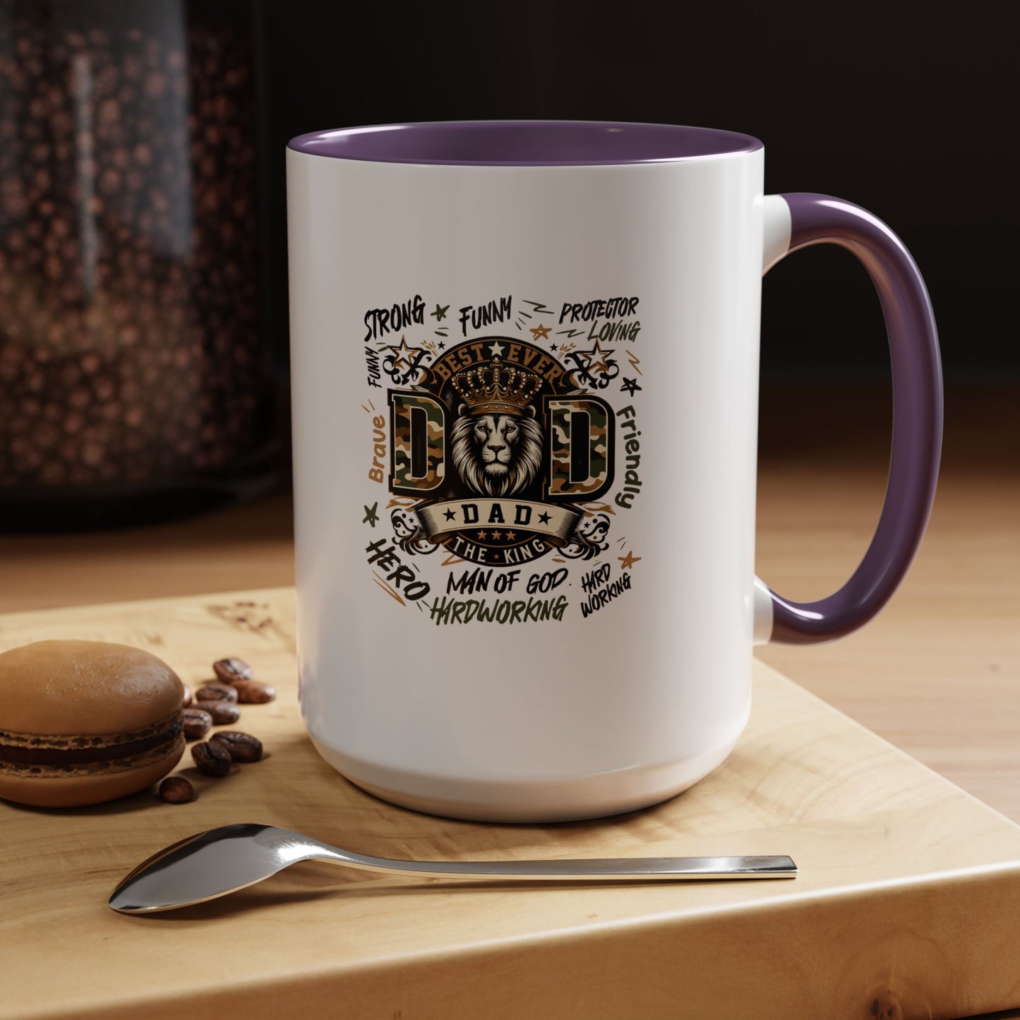 Dad King Lion Coffee Mug — 'Dad: The King' Accent 11/15oz Gift