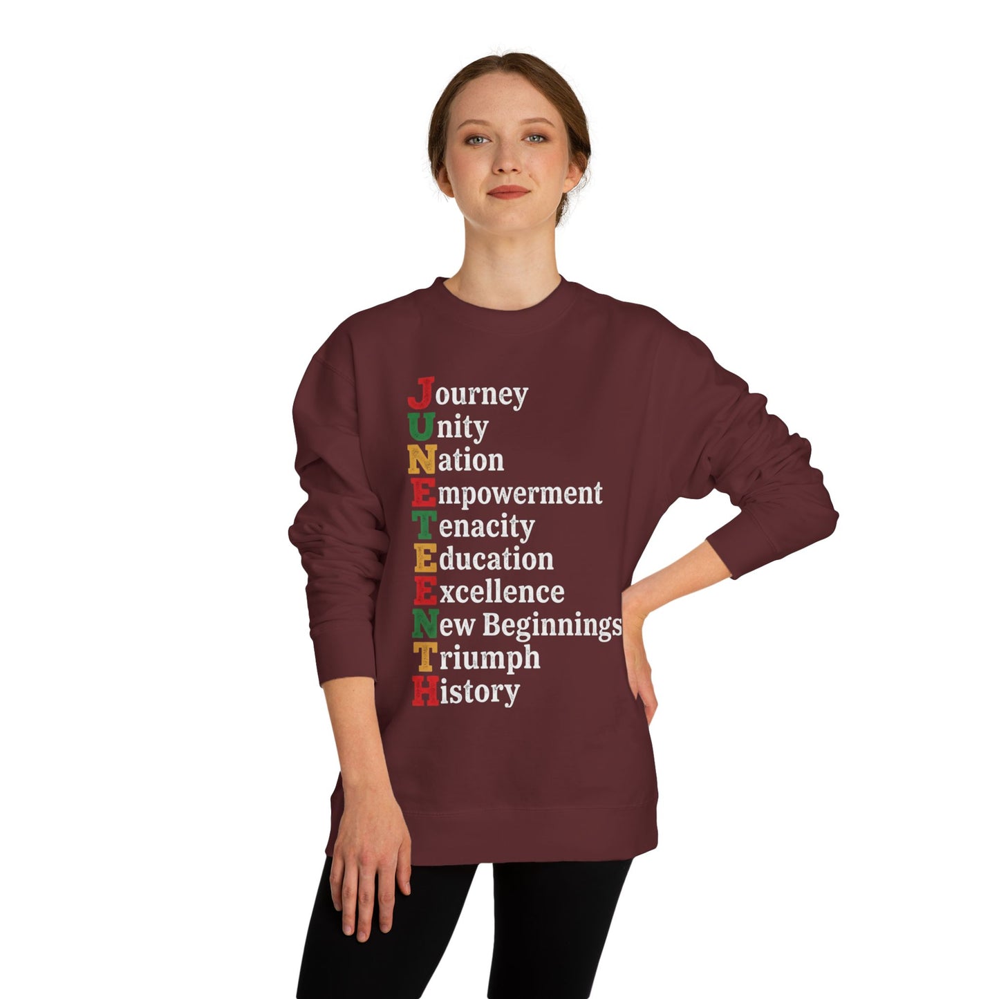 Juneteenth Crewneck Sweatshirt — "JUNETEENTH" Acrostic: Journey, Unity, Nation, Empowerment