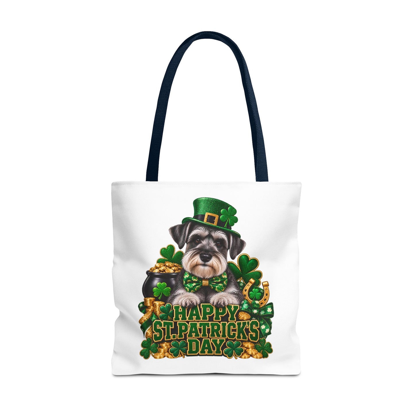 St. Patrick’s Day Schnauzer Tote Bag — Happy St. Patrick’s Day Shamrock & Gold Pot Gift