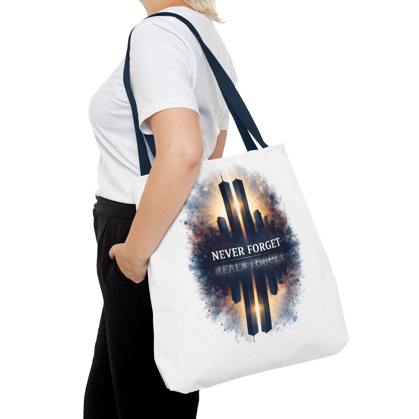 Never Forget Memorial Tote Bag — 9/11 Tribute Skyline All-Over Print