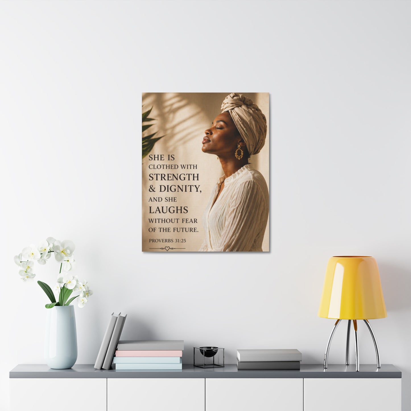 Proverbs 31:25 Stretched Canvas – Strength & Dignity Wall Art