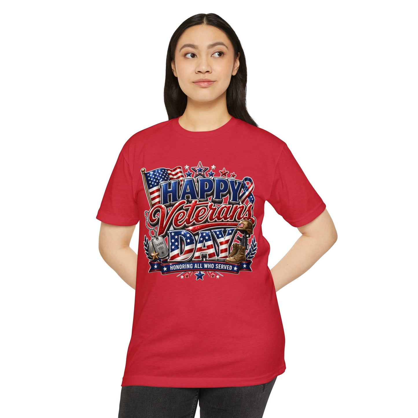 Veterans Day T-Shirt - "Happy Veterans Day" Patriotic Military Tribute Tee