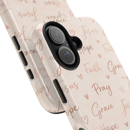 Pray Grace Hope Phone Case | Christian Floral iPhone Case