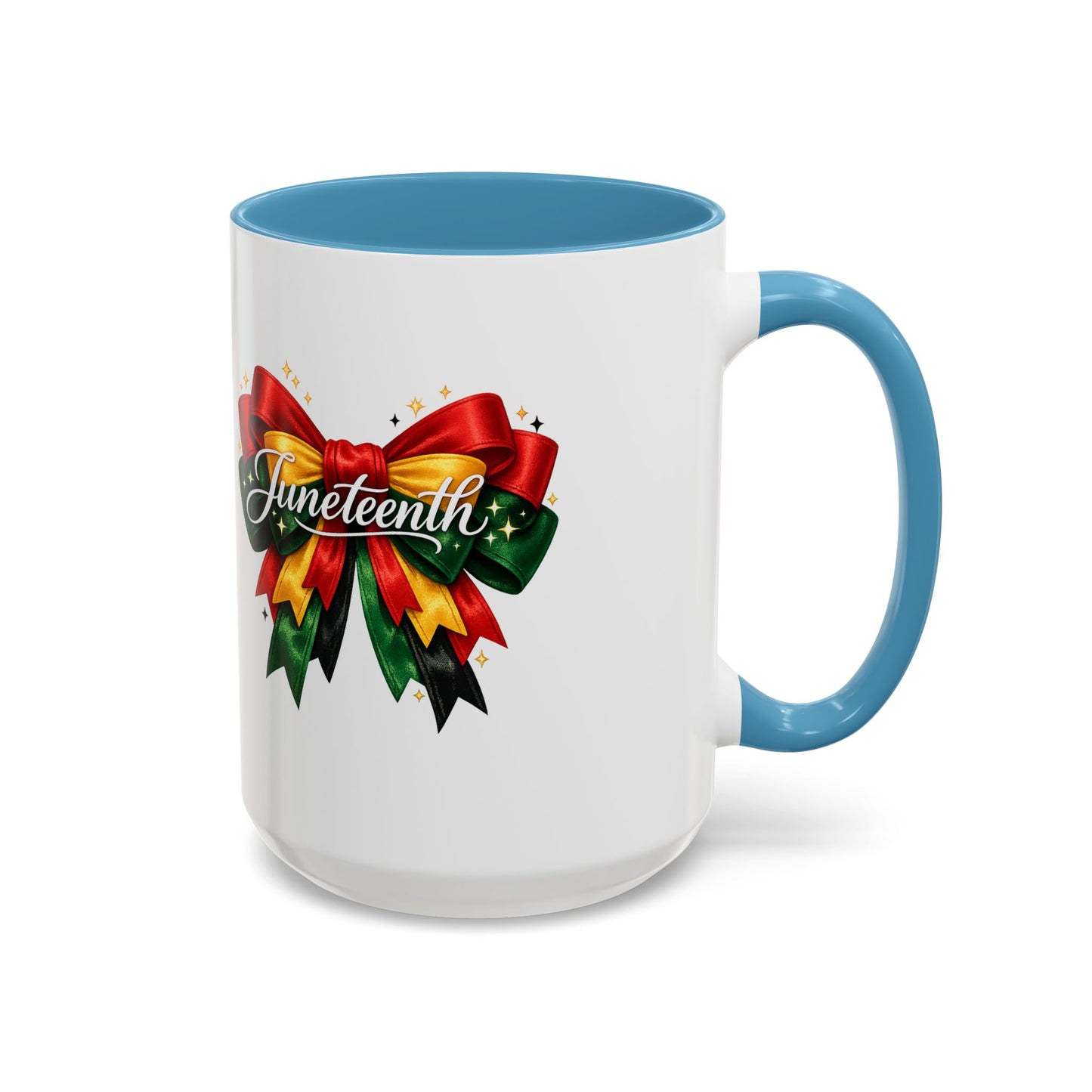 Juneteenth Ribbon Coffee Mug — Black/Red/Green Celebration Accent Mug