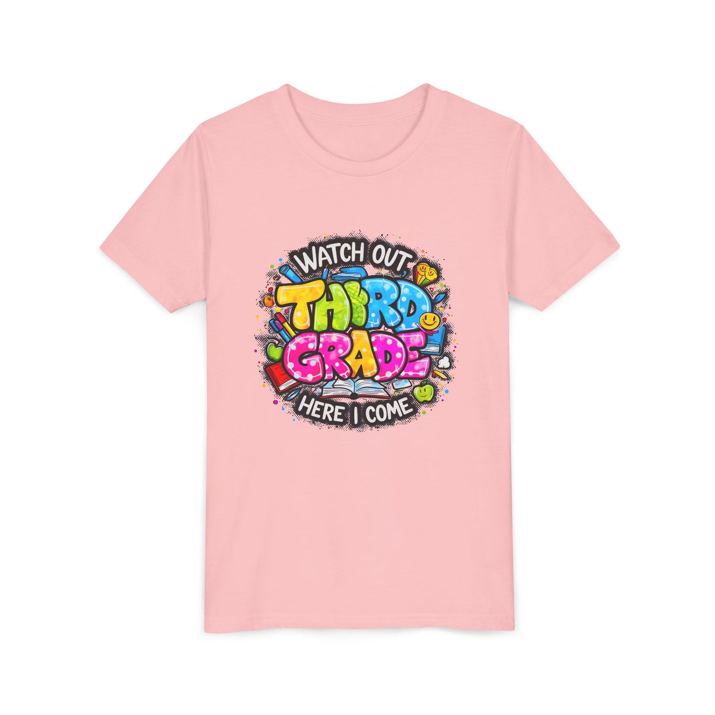 Third Grade Kids T‑Shirt — "Watch Out Third Grade Here I Come" Back-to-School Tee