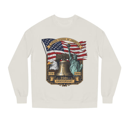 Liberty 250th Anniversary Sweatshirt — USA Flag, Statue of Liberty & Liberty Bell Design