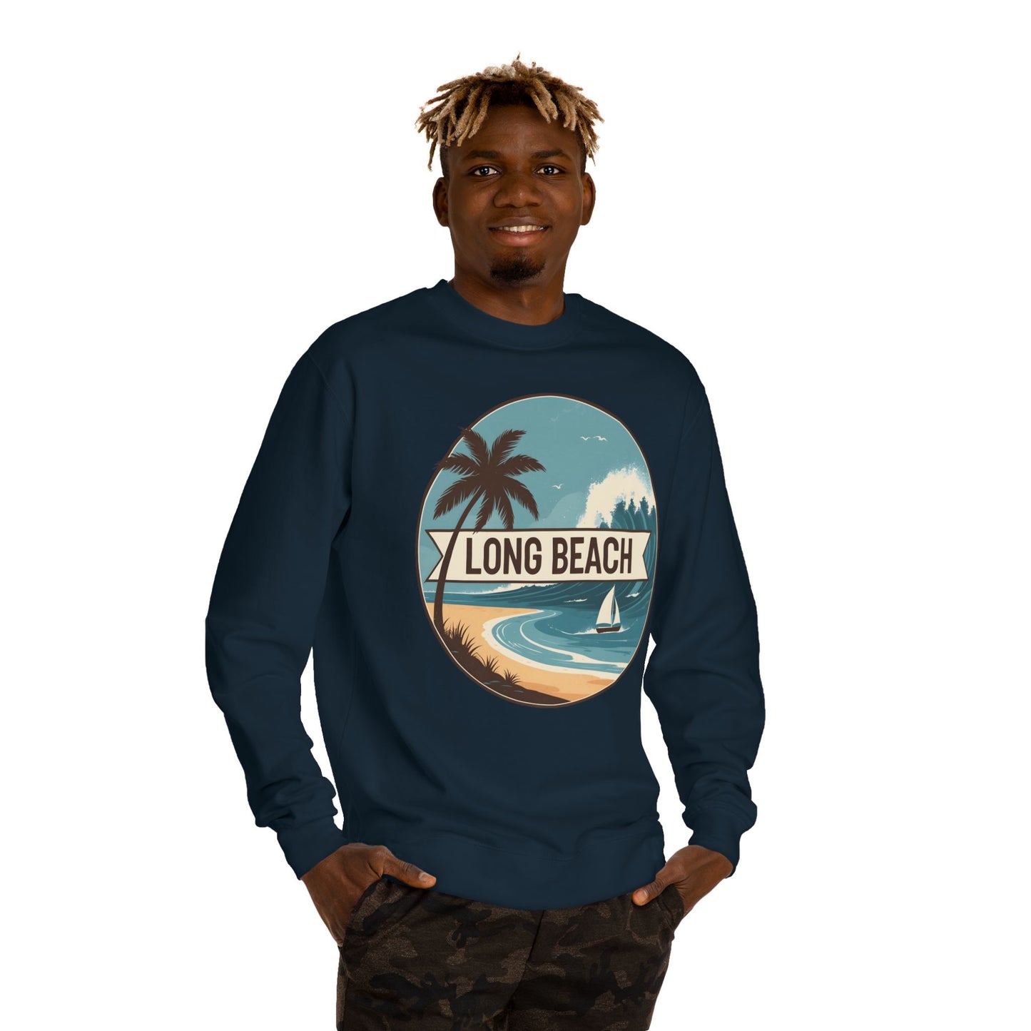 Long Beach Vintage Beach Scene Sweatshirt