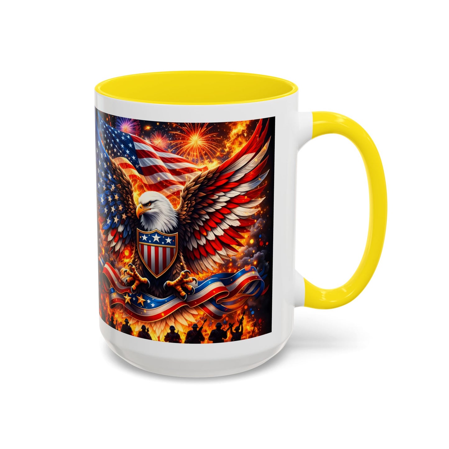 Patriotic Eagle Coffee Mug — American Flag Bald Eagle Accent Mug (11/15oz)