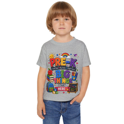 Toddler T-Shirt — "Pre-K Big Things Start Here" Back-to-School Shirt