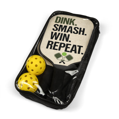 Pickleball Paddle Set — “Dink. Smash. Win. Repeat.” Paddle & Ball Kit