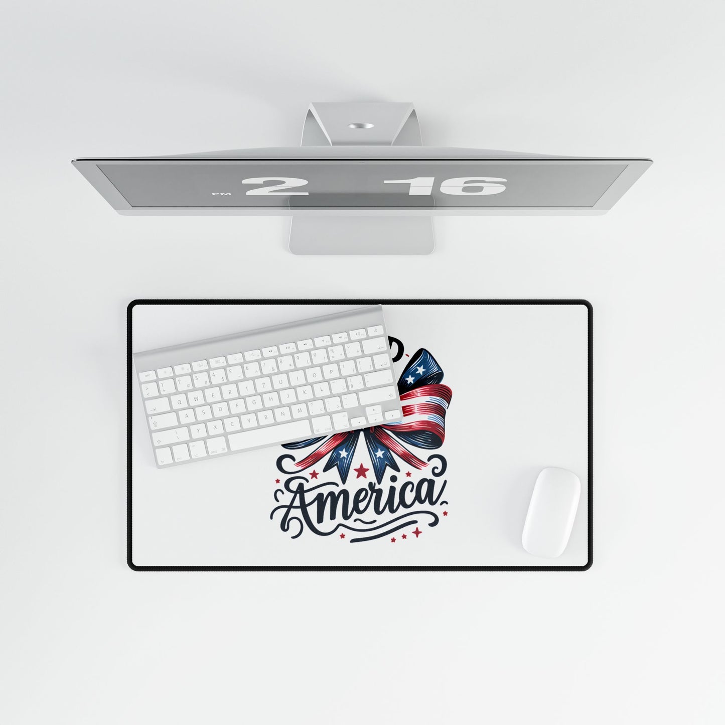 Patriotic "God Bless America" Desk Mat — USA Flag Bow Gaming & Office Desk Pad