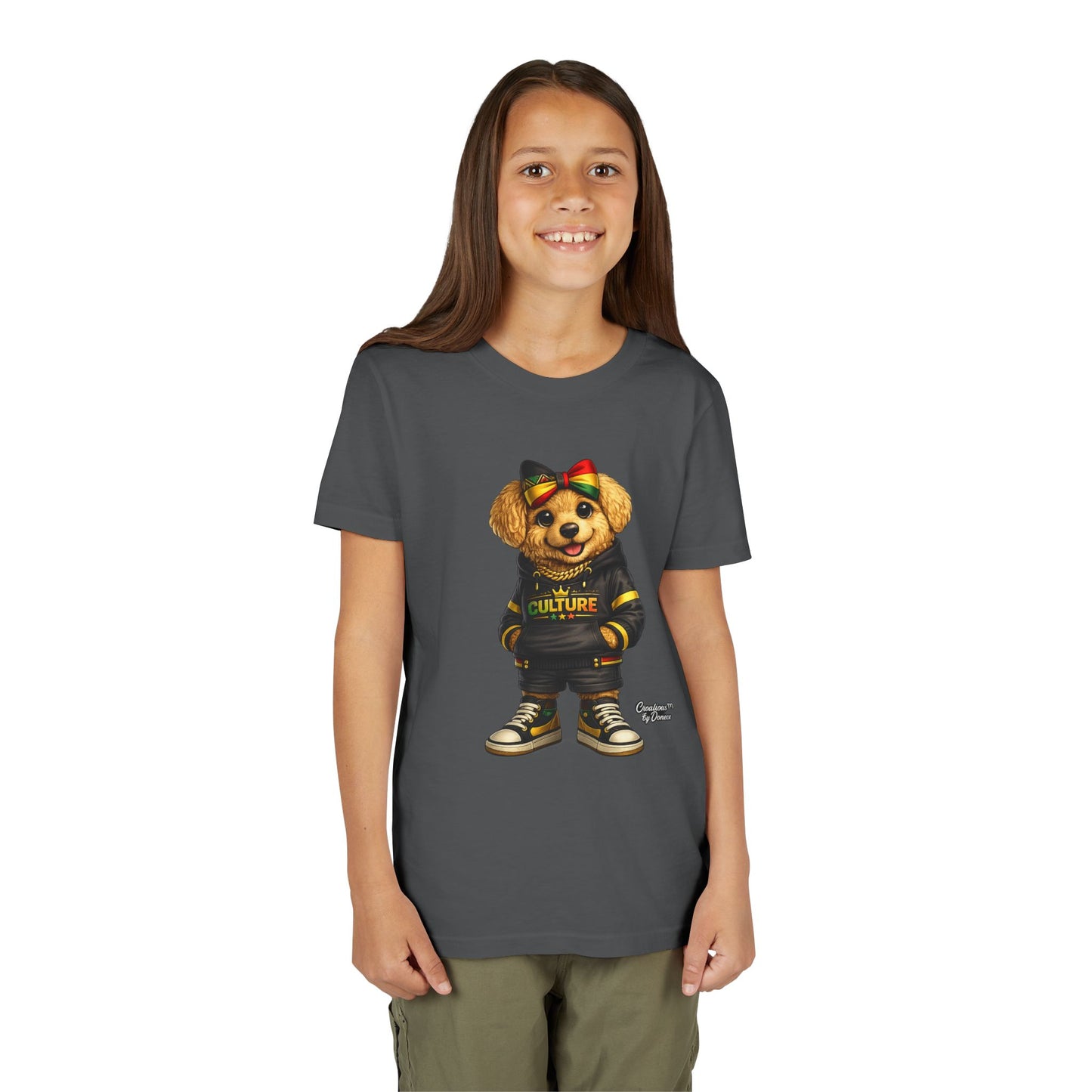 Youth Tee — Cute Rasta Bear "Culture" Graphic Kids T-Shirt