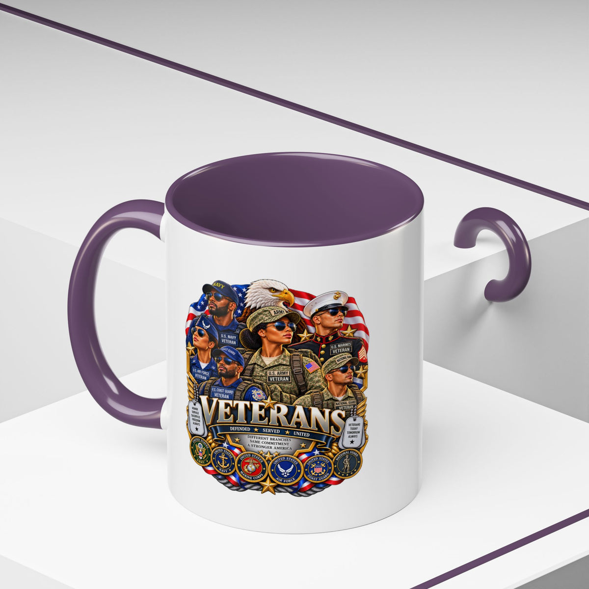 Veterans Tribute Accent Coffee Mug — Patriotic Military Veteran Gift (11/15oz)