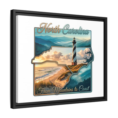 North Carolina Matte Canvas Wall Art — "From Mountains to Coast" Framed Print