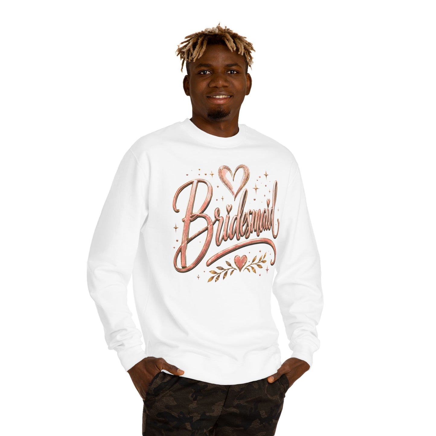 Bridesmaid Crewneck Sweatshirt — Rose Gold Script Bridesmaid Pullover