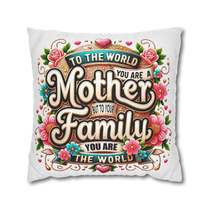 Mother You Are My World Decorative Pillowcase — Floral Mother's Day Accent