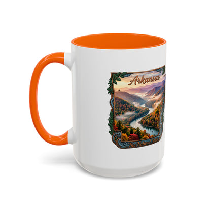 Arkansas Scenic Coffee Mug — Vintage State Map River Landscape (11/15 oz)