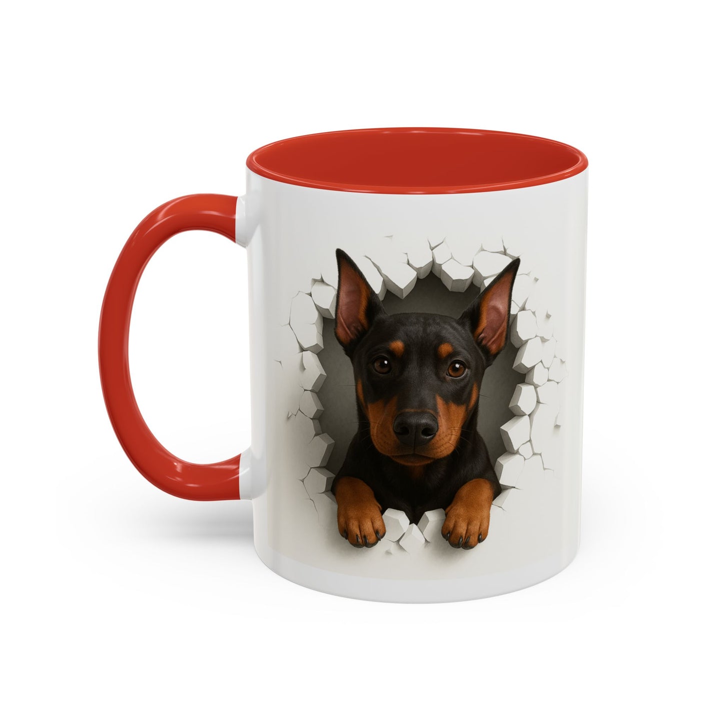 Doberman Peekaboo Accent Coffee Mug – Cute Dog Lover Gift (11/15oz)
