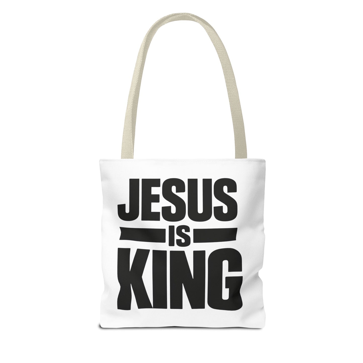 Jesus Is King Tote Bag - Christian Faith Canvas Grocery & Church Book Bag