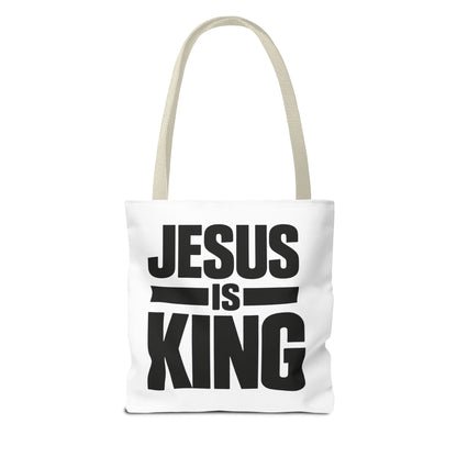 Jesus Is King Tote Bag - Christian Faith Canvas Grocery & Church Book Bag