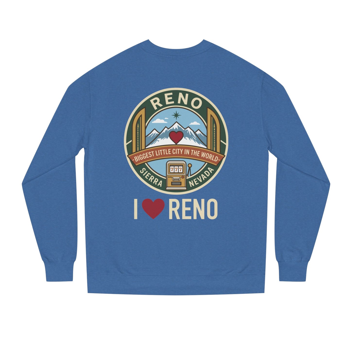 I  Reno Sweatshirt — Vintage Reno Nevada Mountain Badge Crewneck