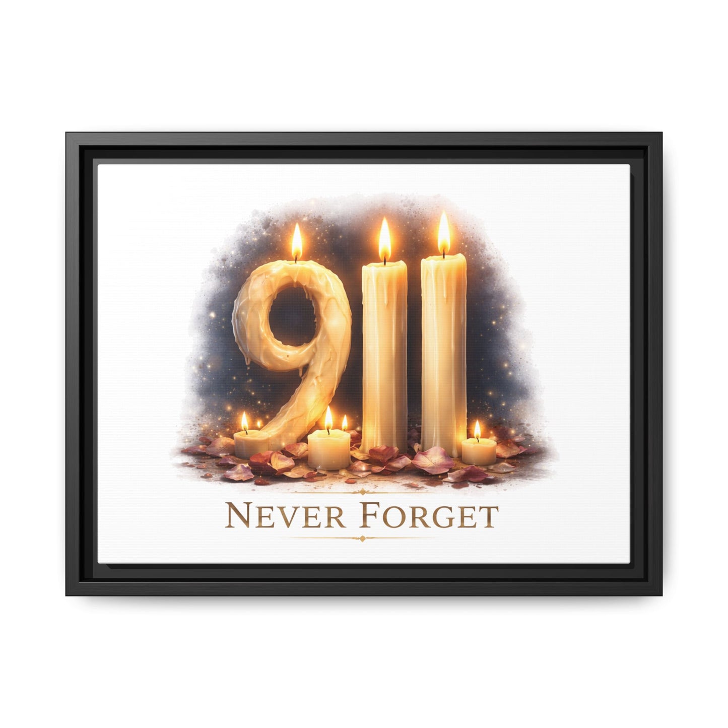 9/11 Never Forget Framed Canvas Print