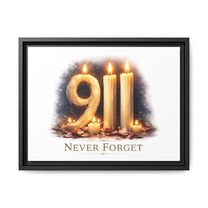 9/11 Never Forget Framed Canvas Print