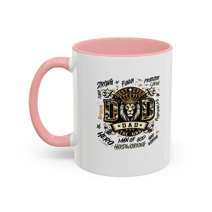 Dad King Lion Coffee Mug — 'Dad: The King' Accent 11/15oz Gift