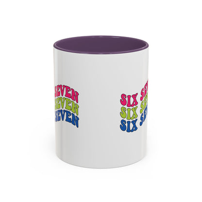 Six Seven Retro Accent Coffee Mug — Colorful 11/15oz Ceramic Tea Cup