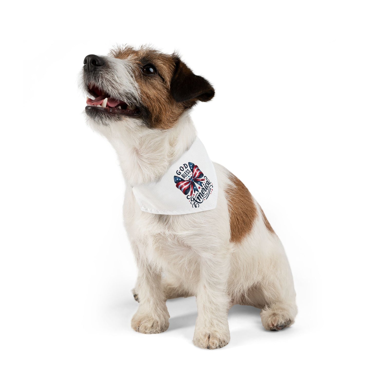 Patriotic Pet Bandana Collar - "God Bless America" Flag Bow Design