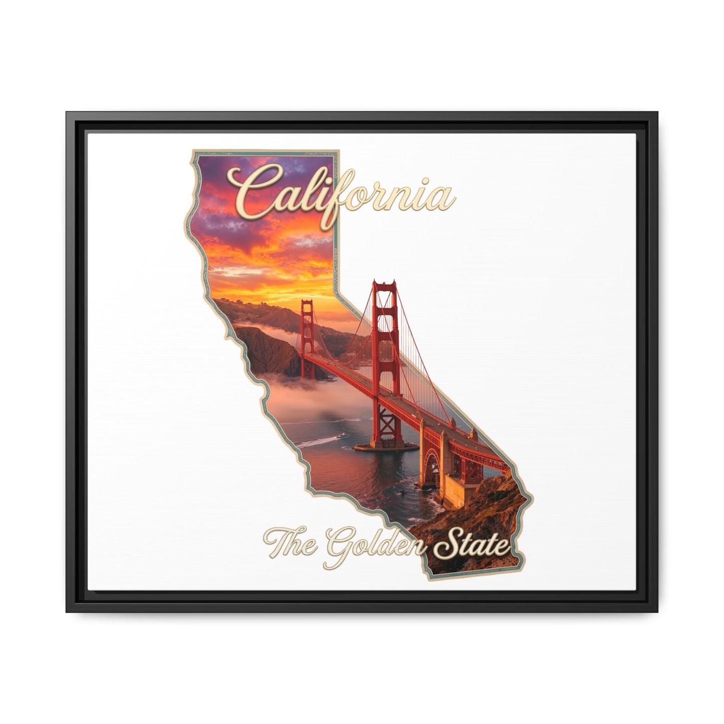 California Golden Gate Map Matte Canvas Print (Framed)