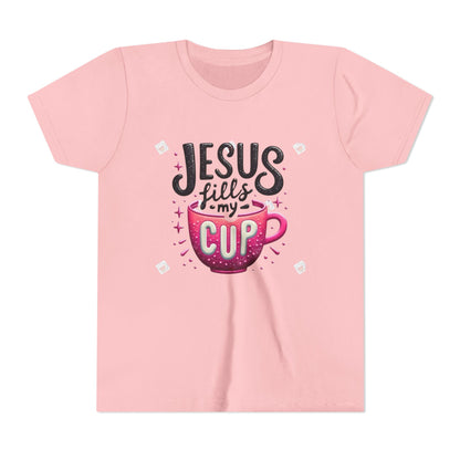 Jesus Fills My Cup Youth Tee — Christian Faith Kids Shirt