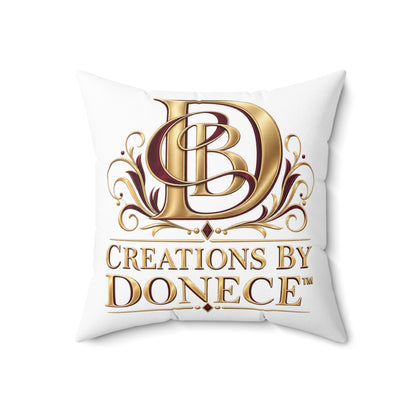 Decorative Logo Pillow — "Creations by Donece" Gold Monogram Accent Pillow