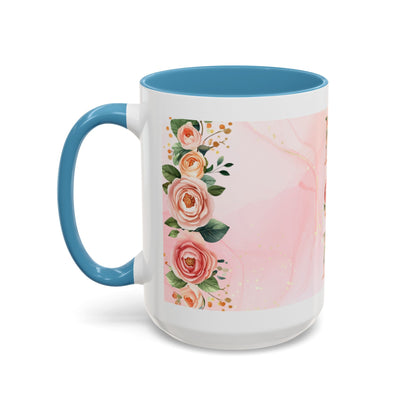Mom Floral Accent Coffee Mug – Pink Rose Mother's Day Gift (11/15 oz)
