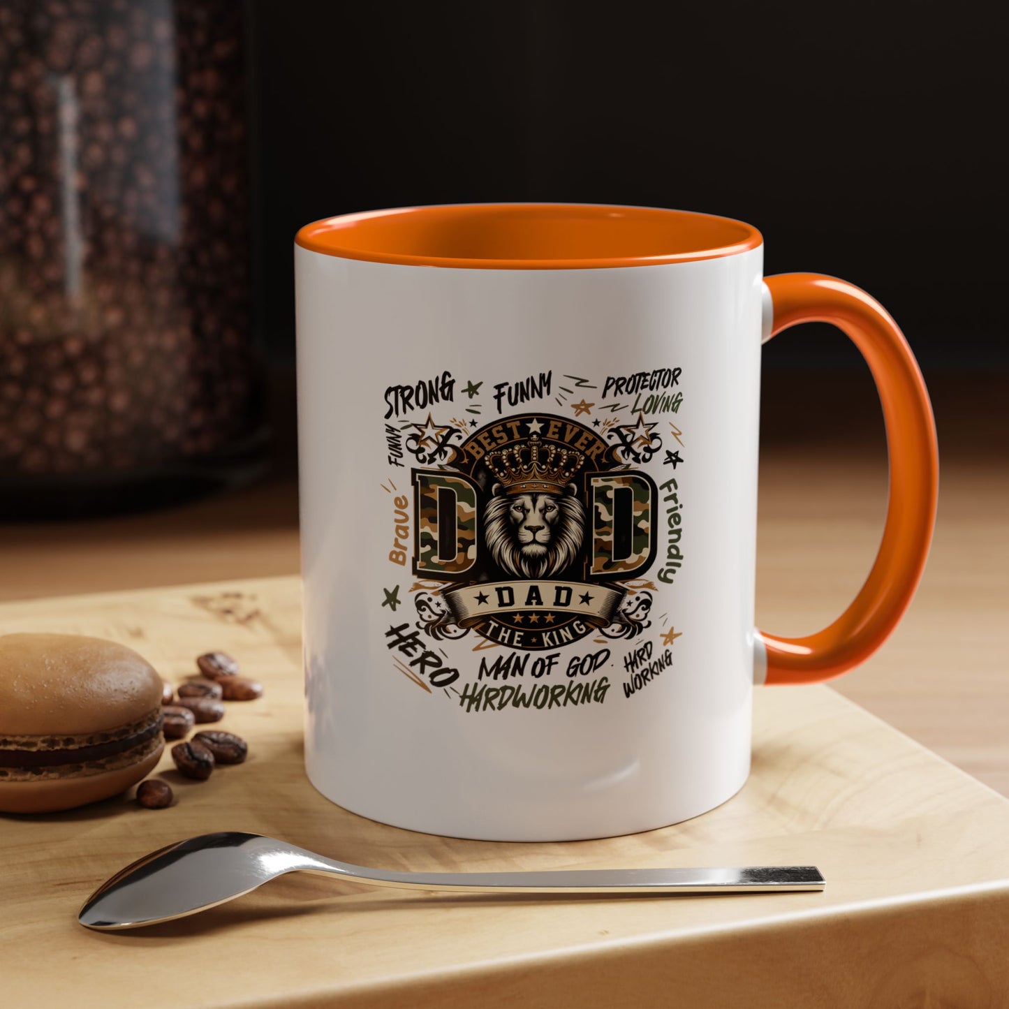 Dad King Lion Coffee Mug — 'Dad: The King' Accent 11/15oz Gift