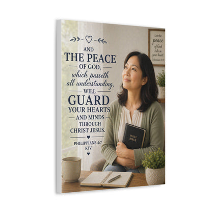 Peace of God Canvas Wall Art — Philippians 4:7 Scripture Print