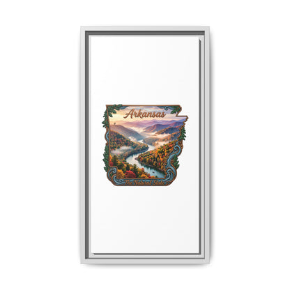 Arkansas Scenic State Map Canvas — "The Natural State" Framed Wall Art