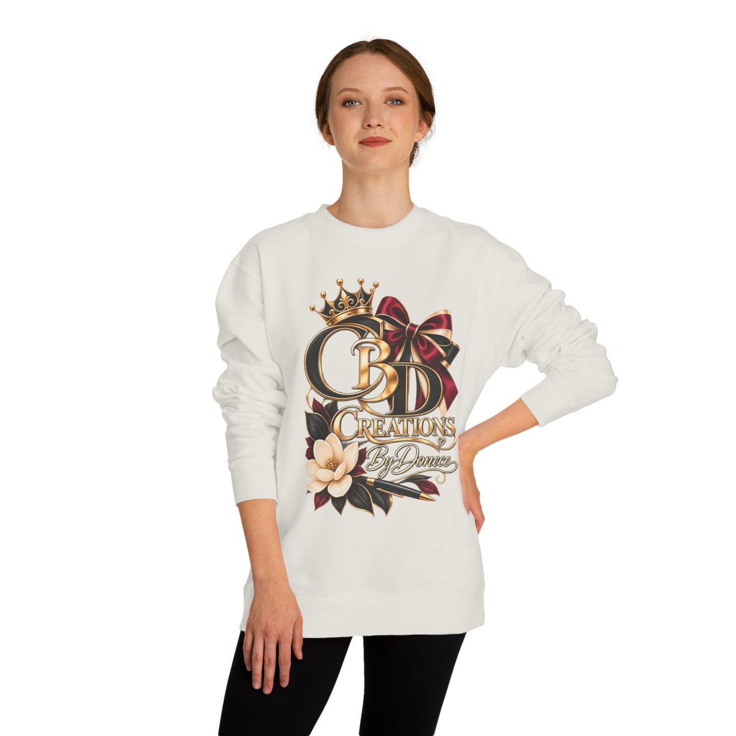 CB Creations Crown Logo Sweatshirt — Floral Ribbon Graphic Crewneck