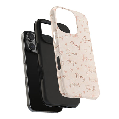 Pray Grace Hope Phone Case | Christian Floral iPhone Case