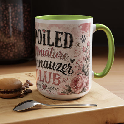 Spoiled Miniature Schnauzer Club Accent Coffee Mug — Cute Dog Mom Gift