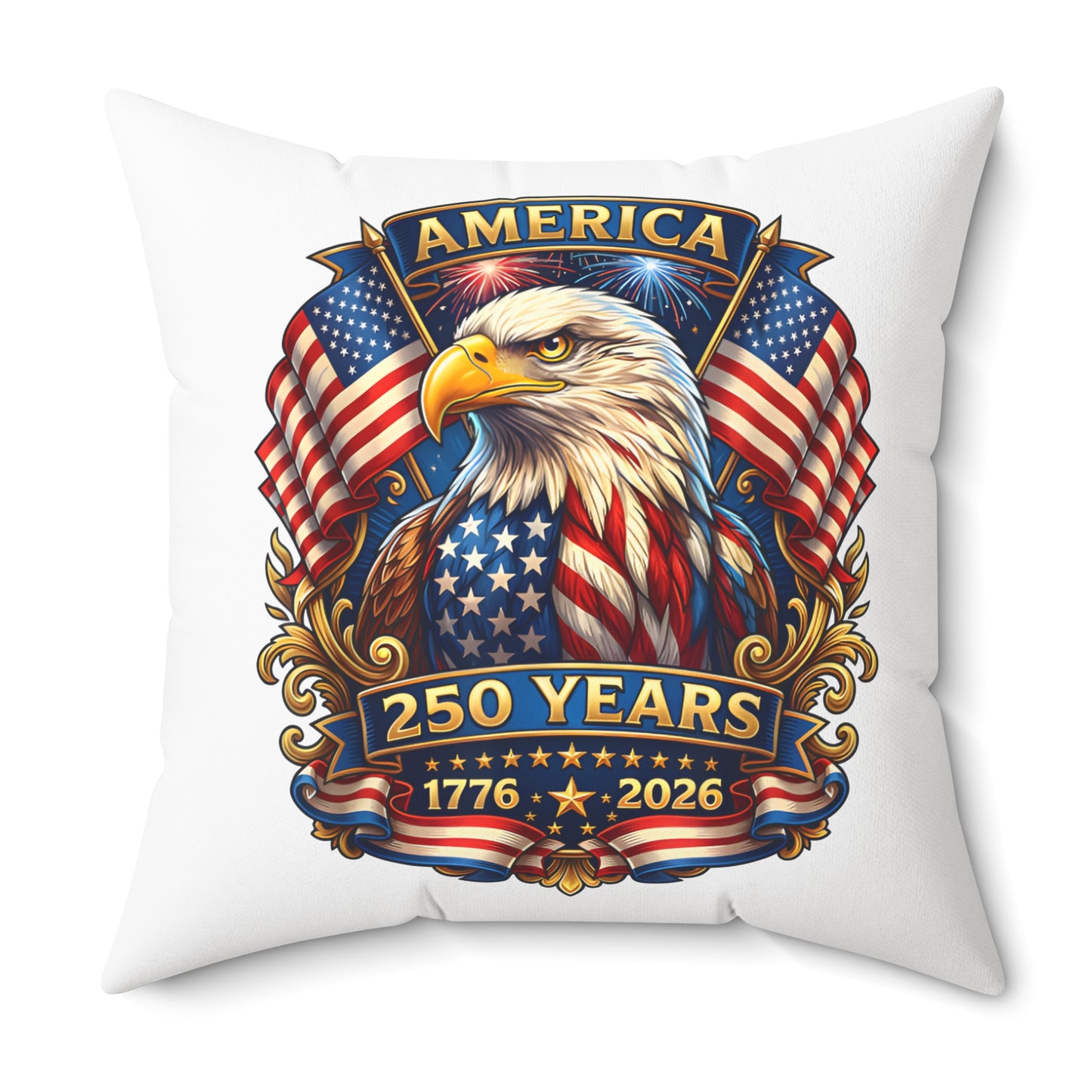 250 Years America Eagle Throw Pillow — Patriotic 1776-2026 Anniversary Decor