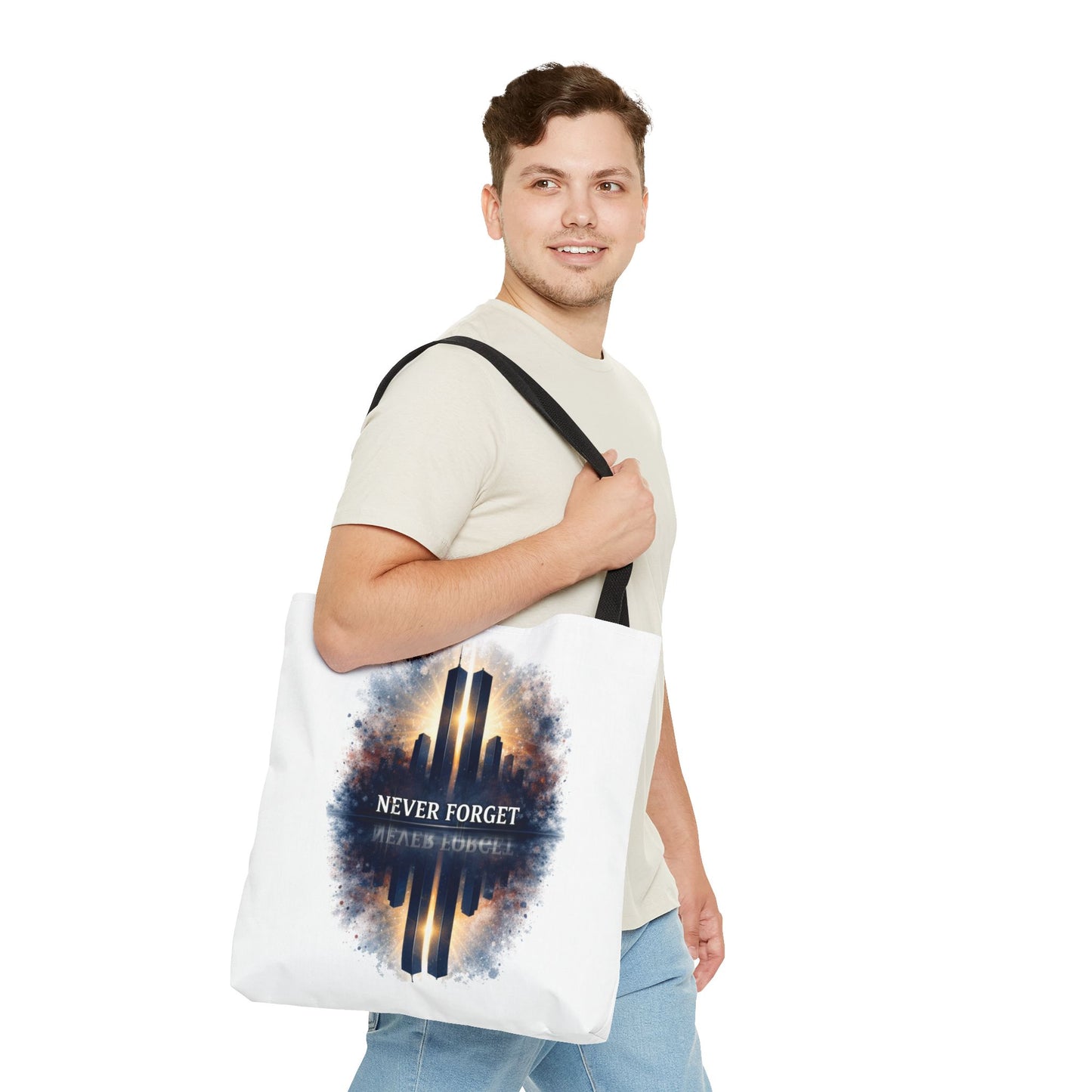 Never Forget Memorial Tote Bag — 9/11 Tribute Skyline All-Over Print