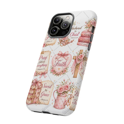 Faith Floral Phone Case – Christian Inspirational Scripture iPhone Cover (Choose Joy, Pray, Faith)