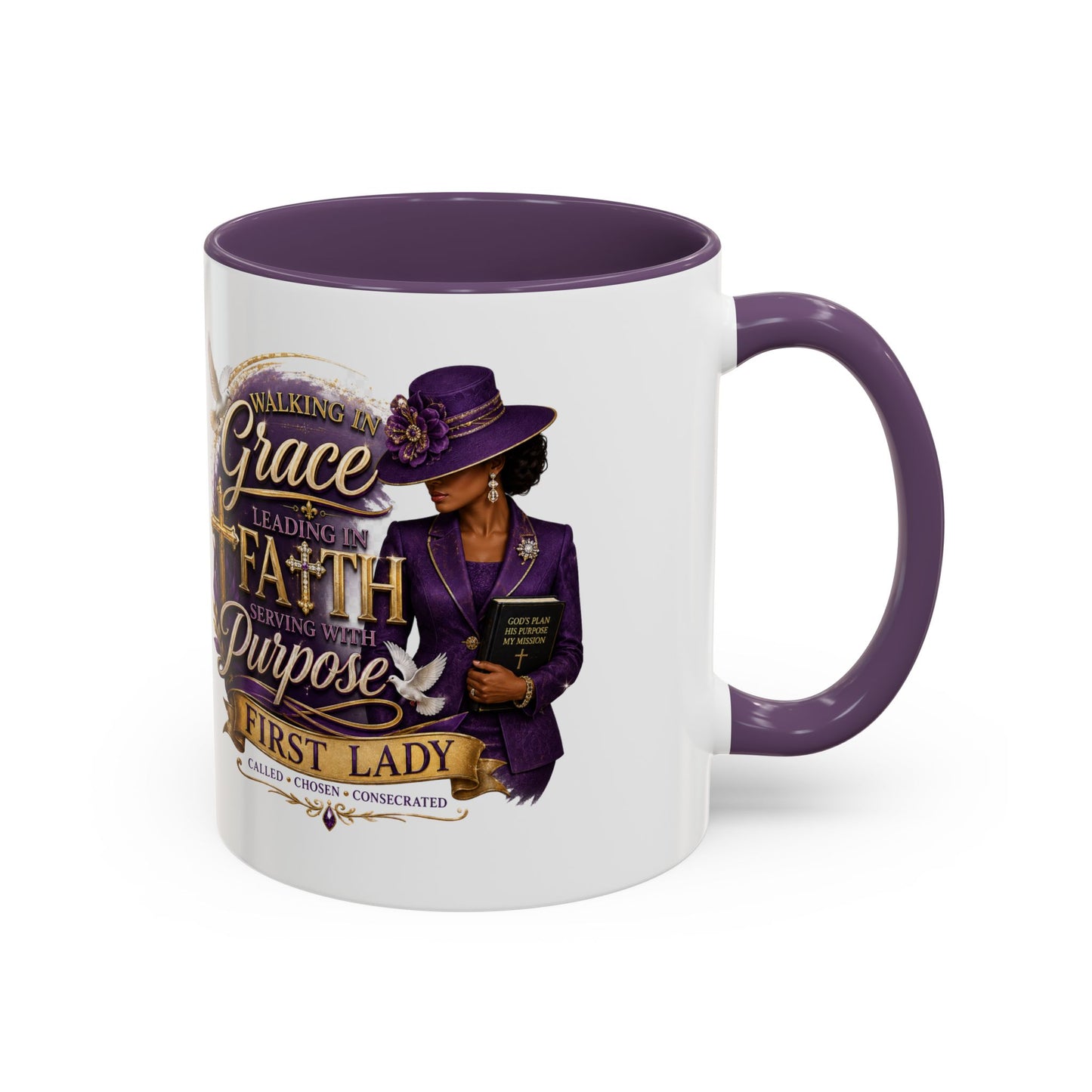 Faith & Purpose Accent Coffee Mug — First Lady Church Design (11/15oz)