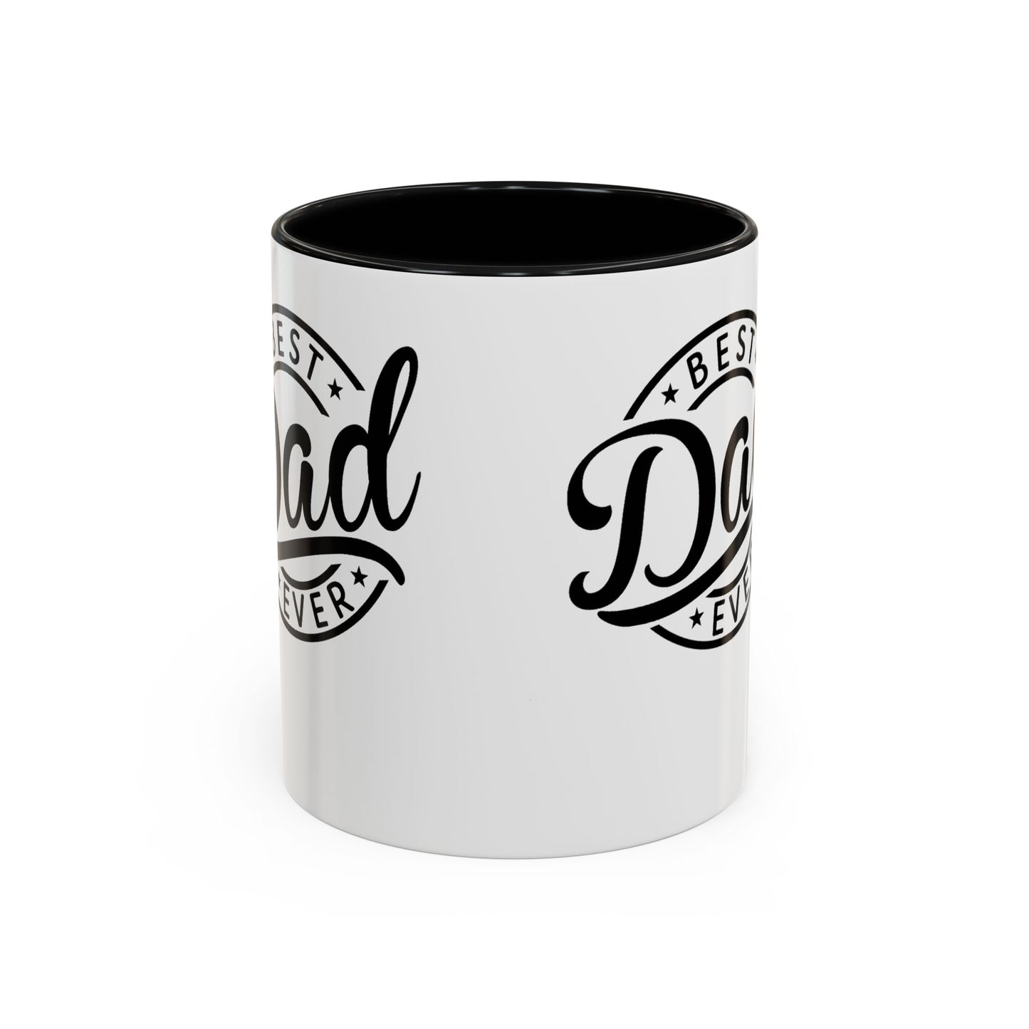 Best Dad Ever Accent Coffee Mug — Black Handle & Inner Rim, Father's Day Gift (11oz & 15oz)